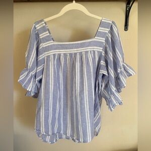 beachlunchlounge Blue and White Striped Blouse